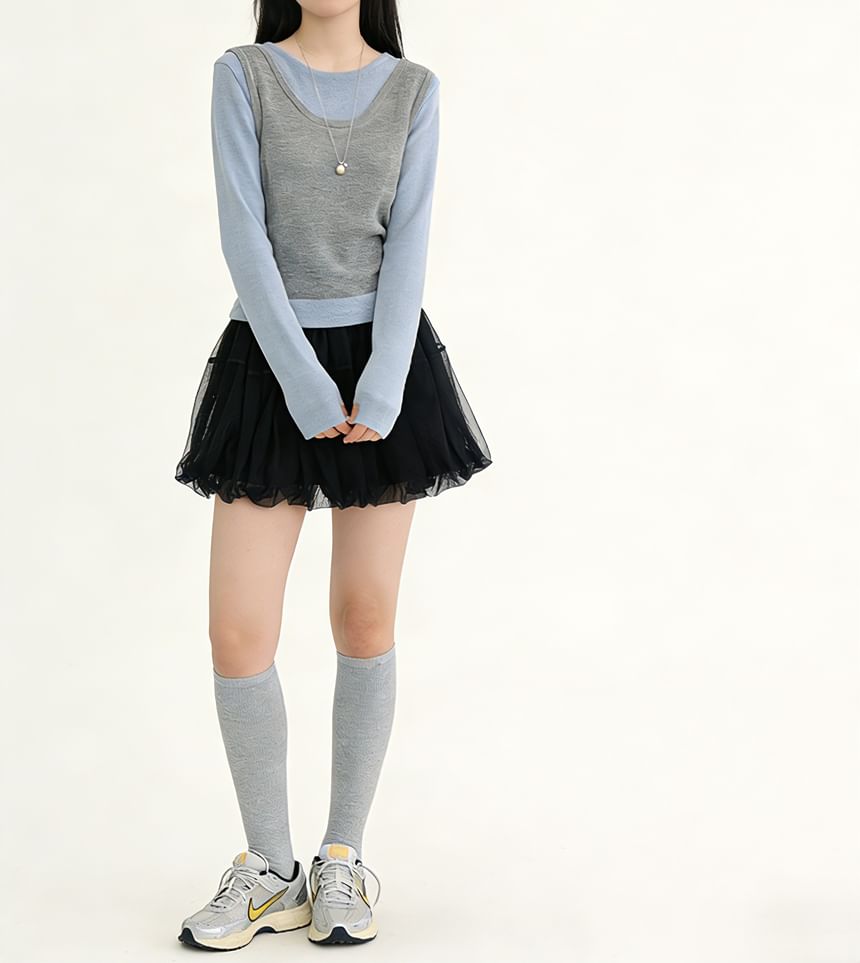 Sheer Mini A-Line Skirt - Mid Rise Plain