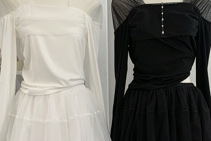 Sheer Mini A-Line Skirt - Mid Rise Plain