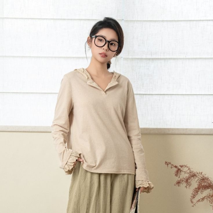 Lace Panel Hoodie