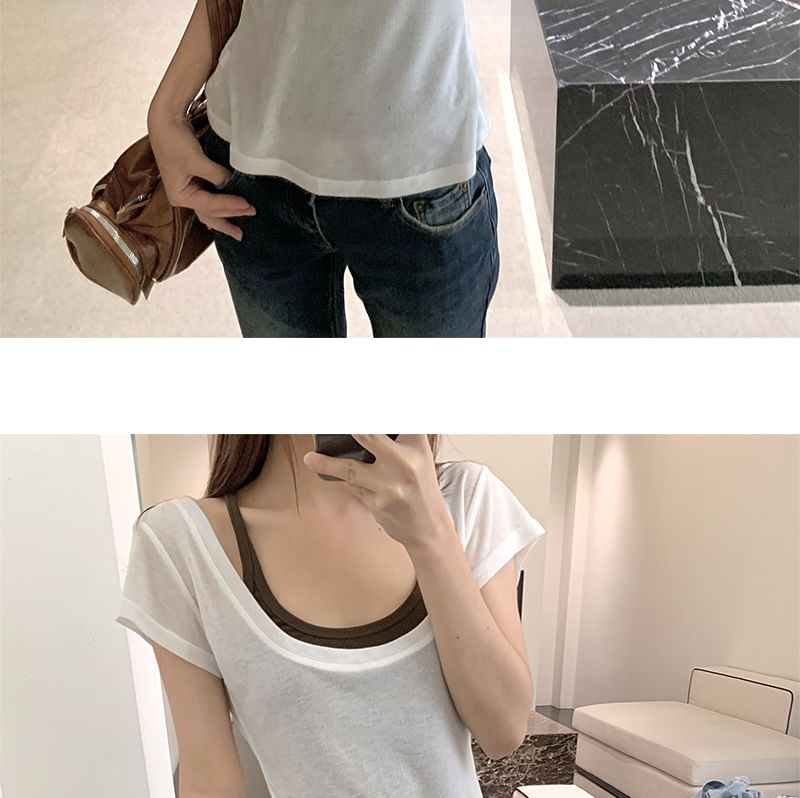 Solid Cropped Sleeveless Blouse