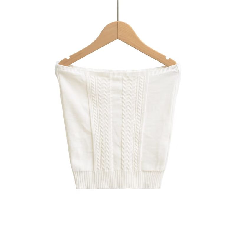 Lace Panel Cable Knit Crop Tube Top