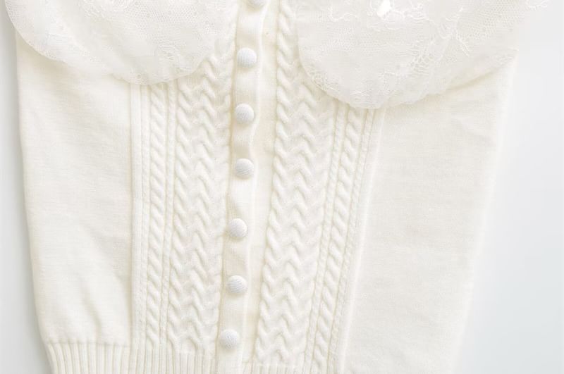 Lace Panel Cable Knit Crop Tube Top