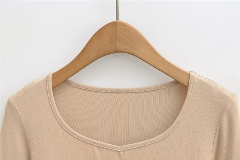 Ruched V-Neck Long-Sleeve Tee with Drawstring Hem