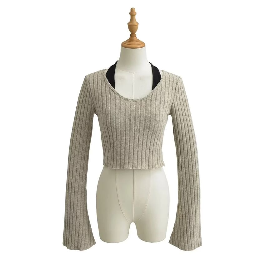 Padded Halter Crop Knit with Two-Piece Mock Design