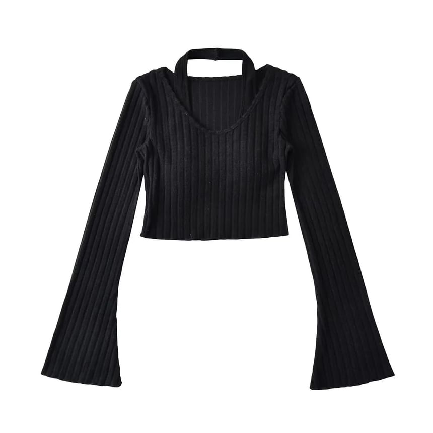 Padded Halter Crop Knit with Two-Piece Mock Design