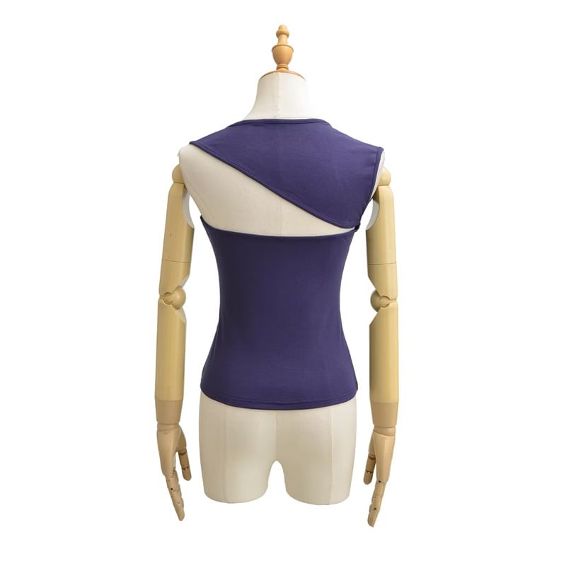 Cutout Back Slim Tank with Asymmetric Neckline