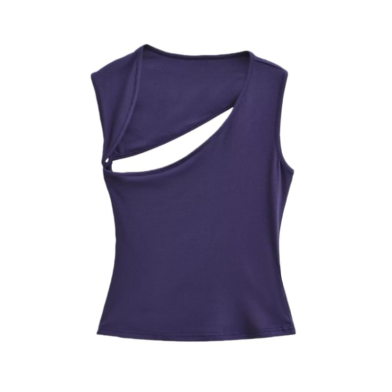 Cutout Back Slim Tank with Asymmetric Neckline