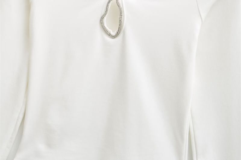 Cutout Crop Tee with Halter and Off-Shoulder Long Sleeves