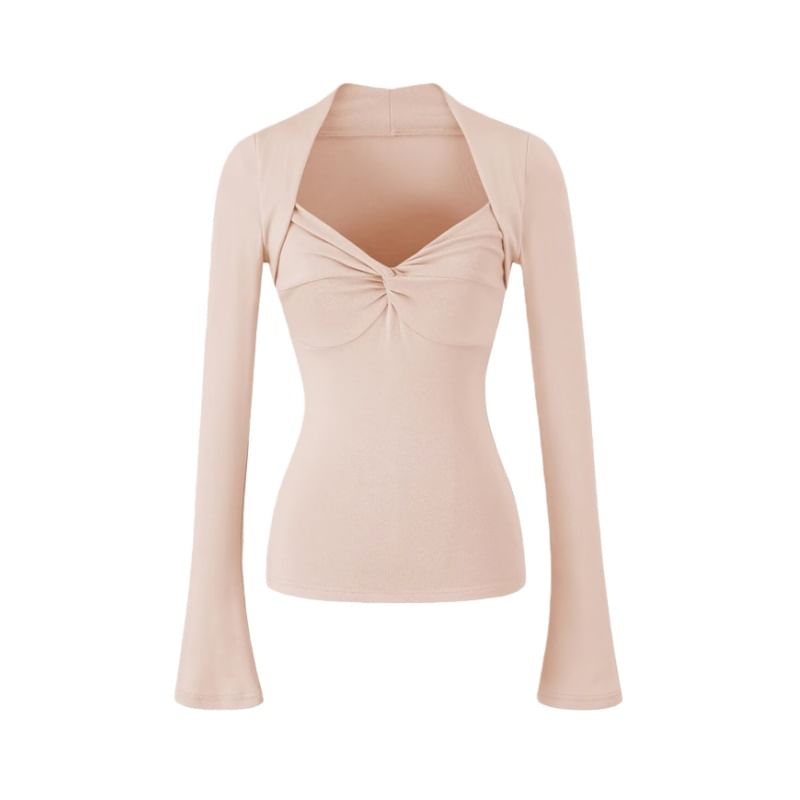 Slim-Fit V-Neck Tee with Two-Piece Illusion and Long Sleeves