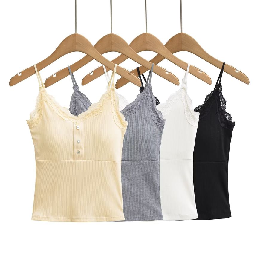 Spaghetti Strap V-Neck Lace Camisole