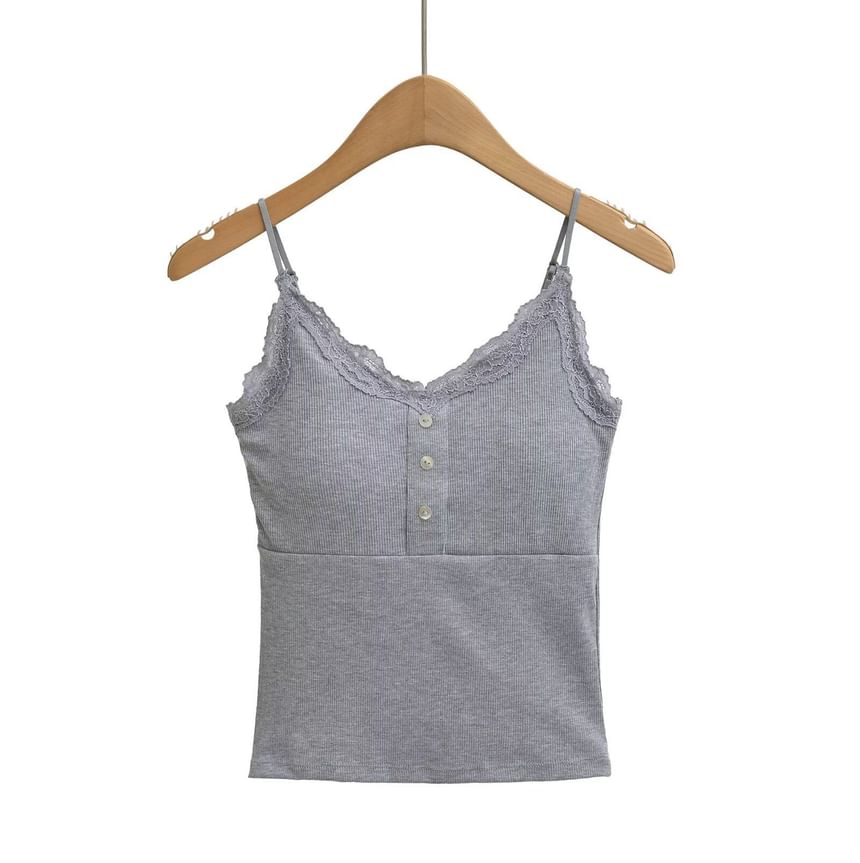 Spaghetti Strap V-Neck Lace Camisole