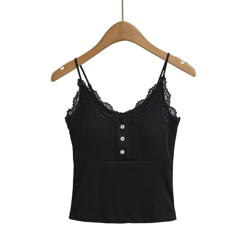 Spaghetti Strap V-Neck Lace Camisole