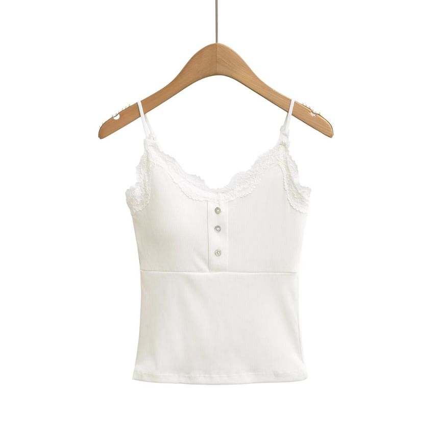 Spaghetti Strap V-Neck Lace Camisole