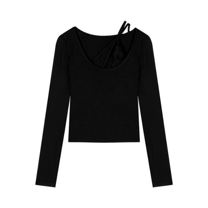 U-Neck Long Sleeve Solid T-Shirt