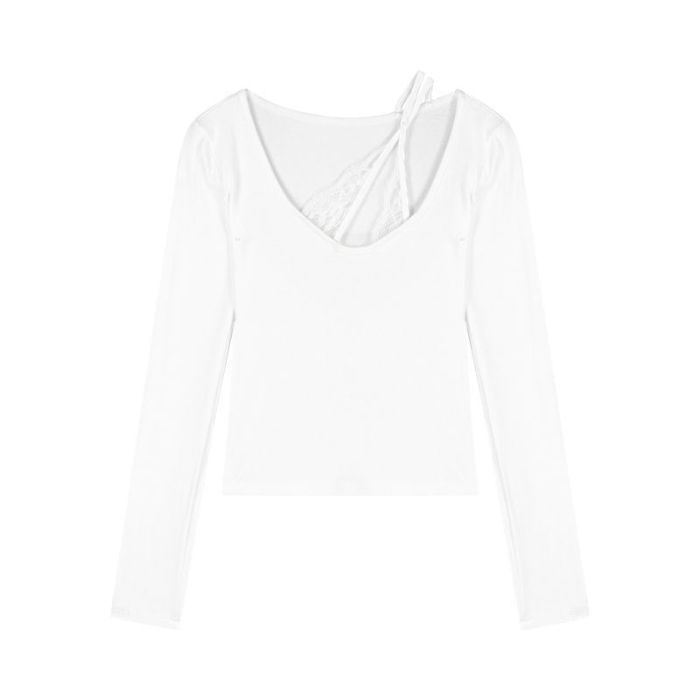 U-Neck Long Sleeve Solid T-Shirt