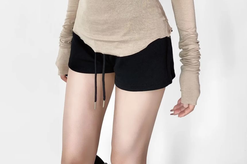 Sheer Slim Fit Scoop Neck Long Sleeve Top