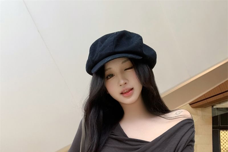 Asymmetric V-Neck Long Sleeve Solid Top