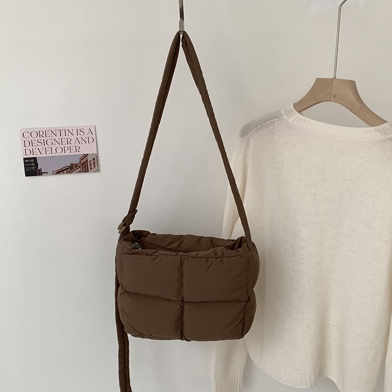 Plain Quilted Puffy Crossbody Bag