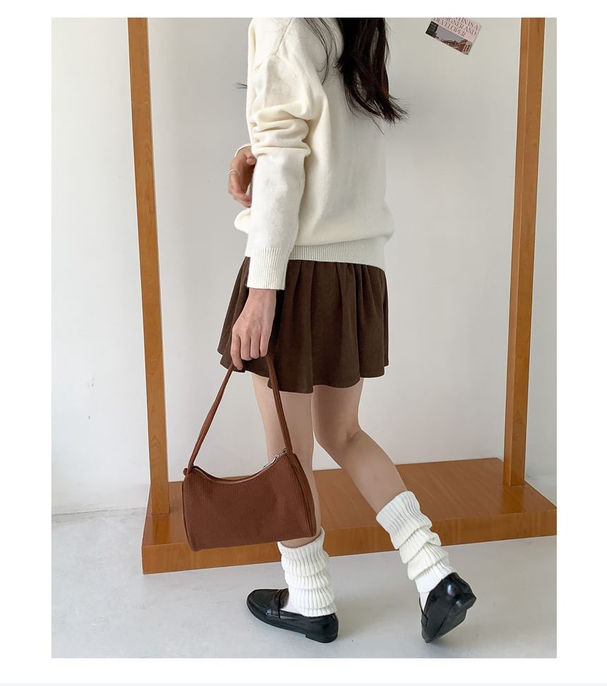 Plain Corduroy Shoulder Bag