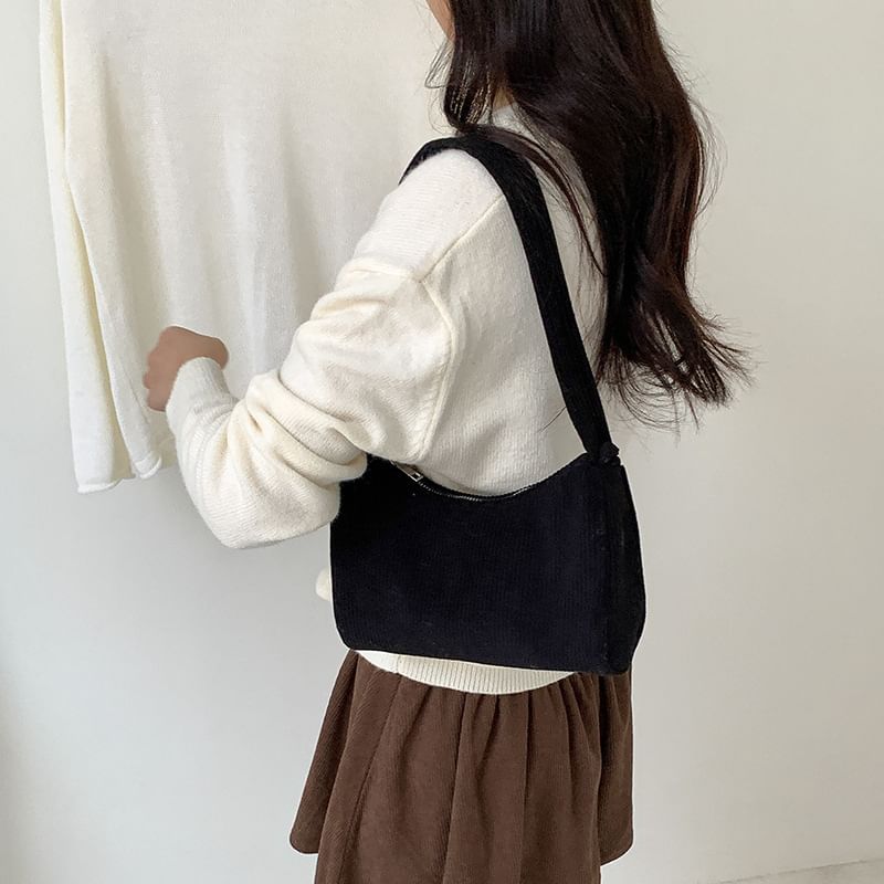 Plain Corduroy Shoulder Bag