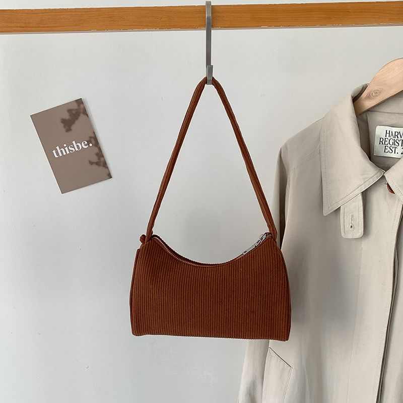 Plain Corduroy Shoulder Bag