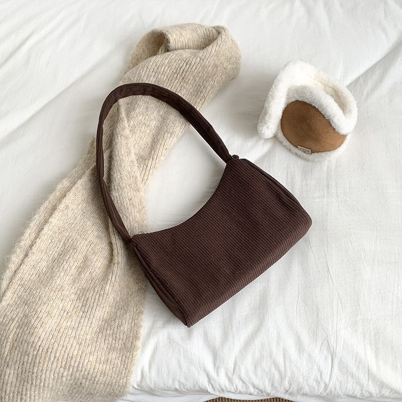Plain Corduroy Shoulder Bag
