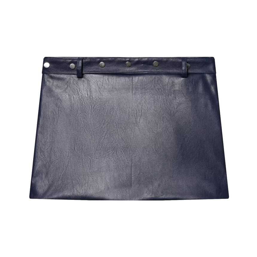 Faux Leather High Neck Vest & Low Waist Mini Skirt Set
