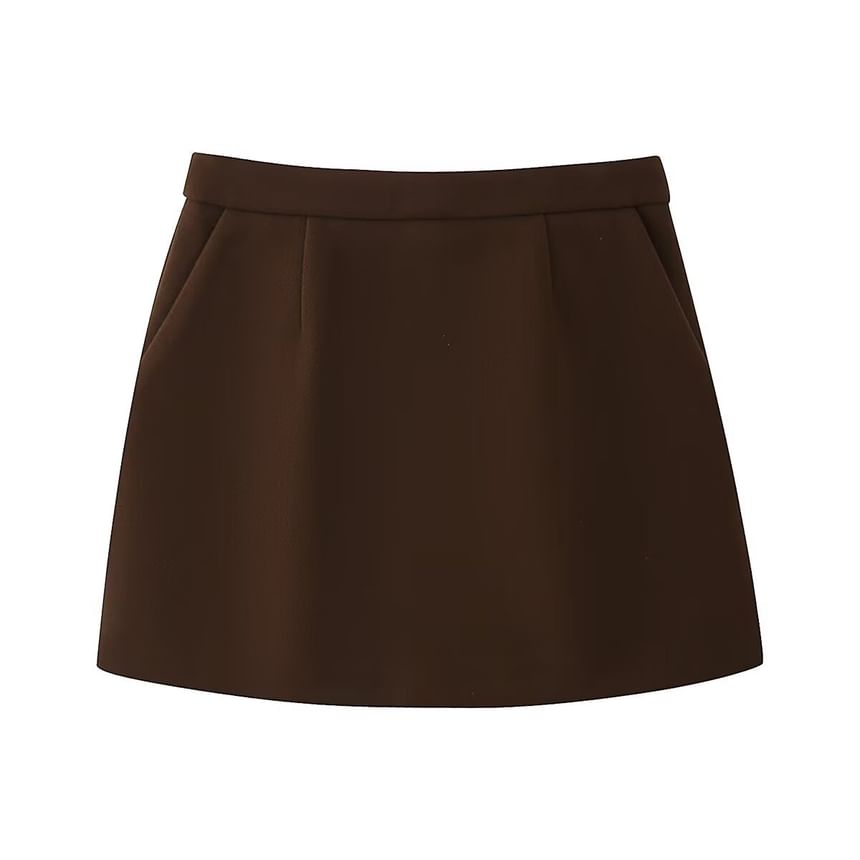 V-Neck Button-Up Blazer & Mini Pencil Skirt Set