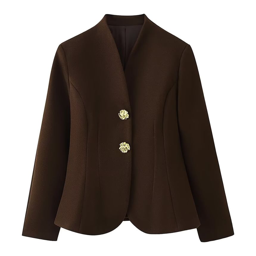V-Neck Button-Up Blazer & Mini Pencil Skirt Set