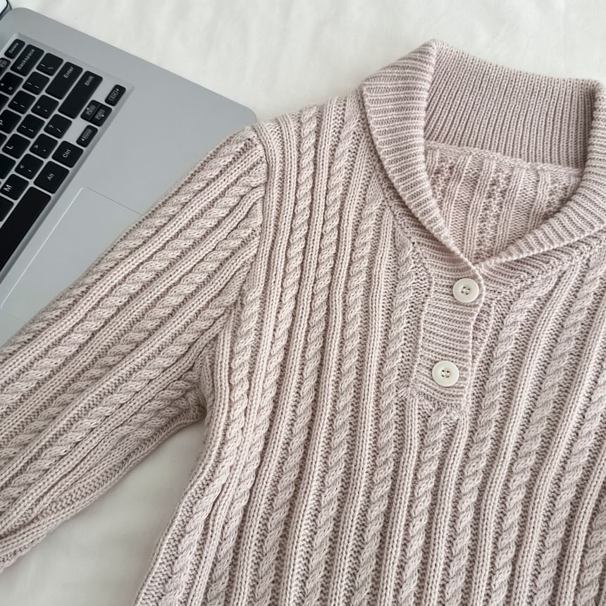 Shawl Collar Cable Knit Cardigan with Pleated Mini A-Line Skirt