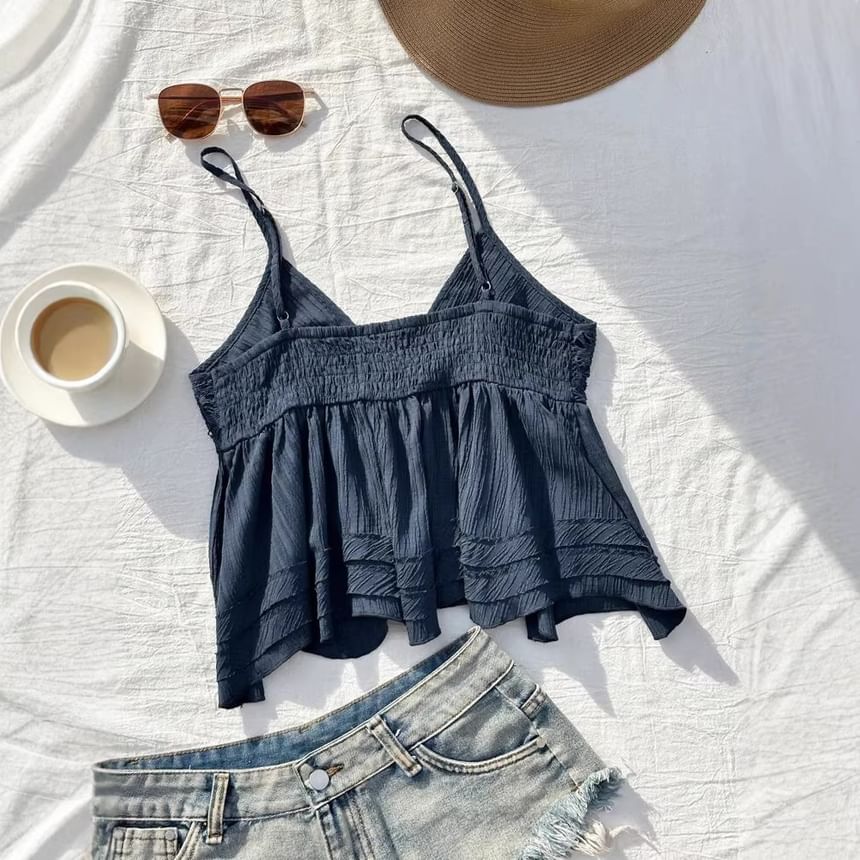 Lace Panel V-Neck Sleeveless Top