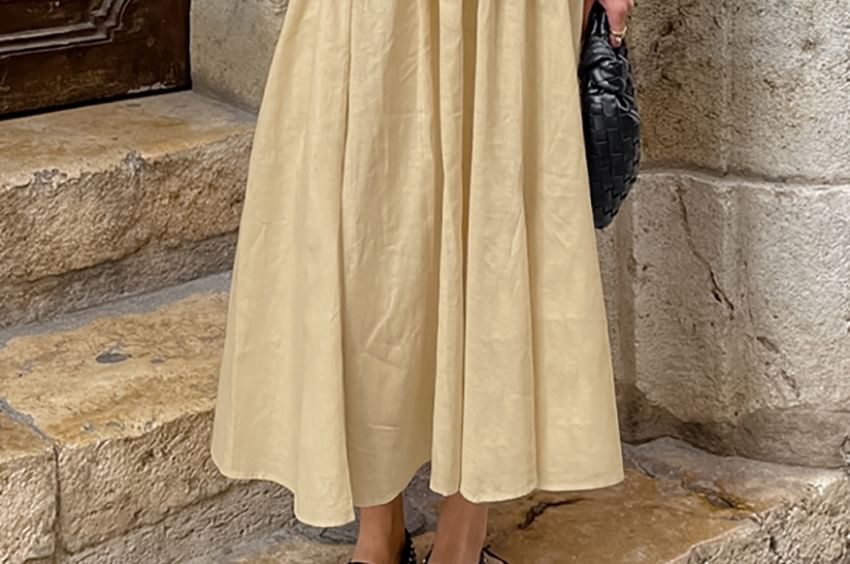 Plain Tube Top with High Waist Maxi A-Line Skirt Set