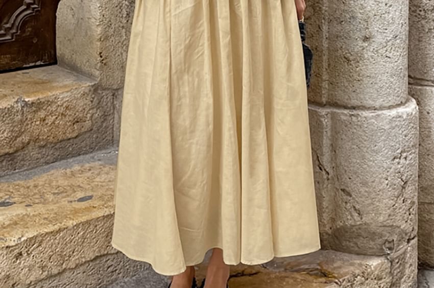 Plain Tube Top with High Waist Maxi A-Line Skirt Set