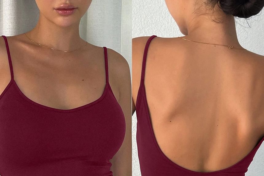 Open-Back Cropped Camisole with Scoop Neck and Slim Fit