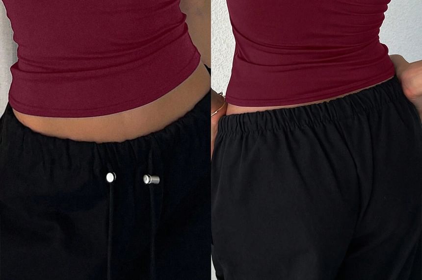 Open-Back Cropped Camisole with Scoop Neck and Slim Fit