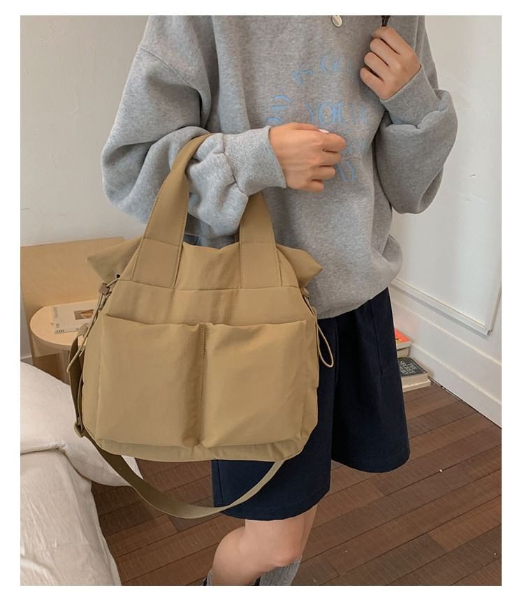 Nylon Plain Crossbody Bag