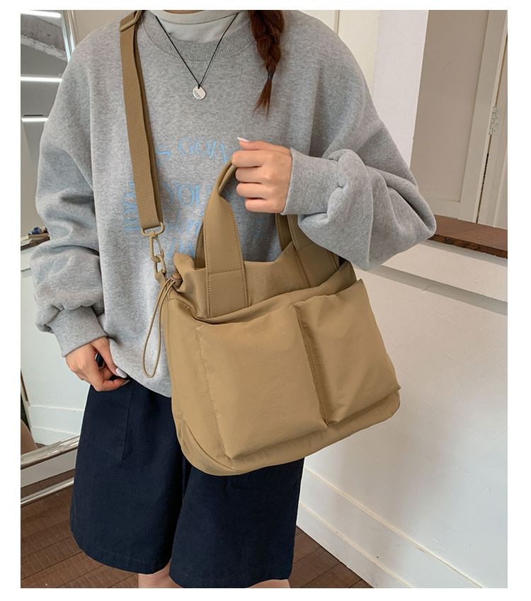 Nylon Plain Crossbody Bag