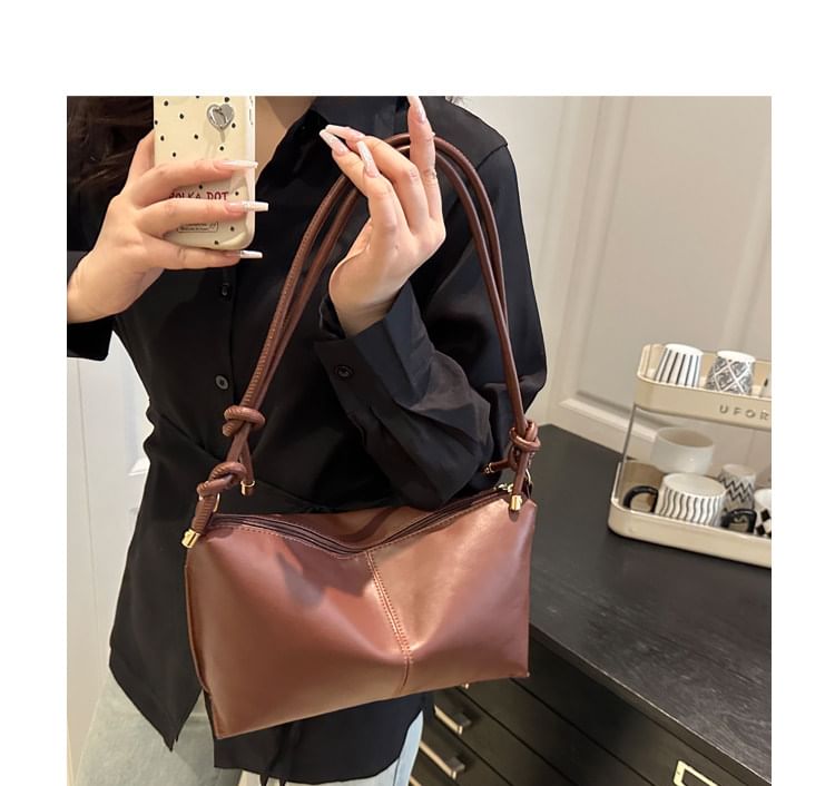 Knotted Strap Panel Shoulder Bag