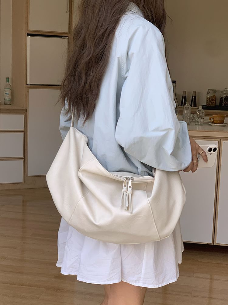 Faux Leather Slouchy Crossbody Bag