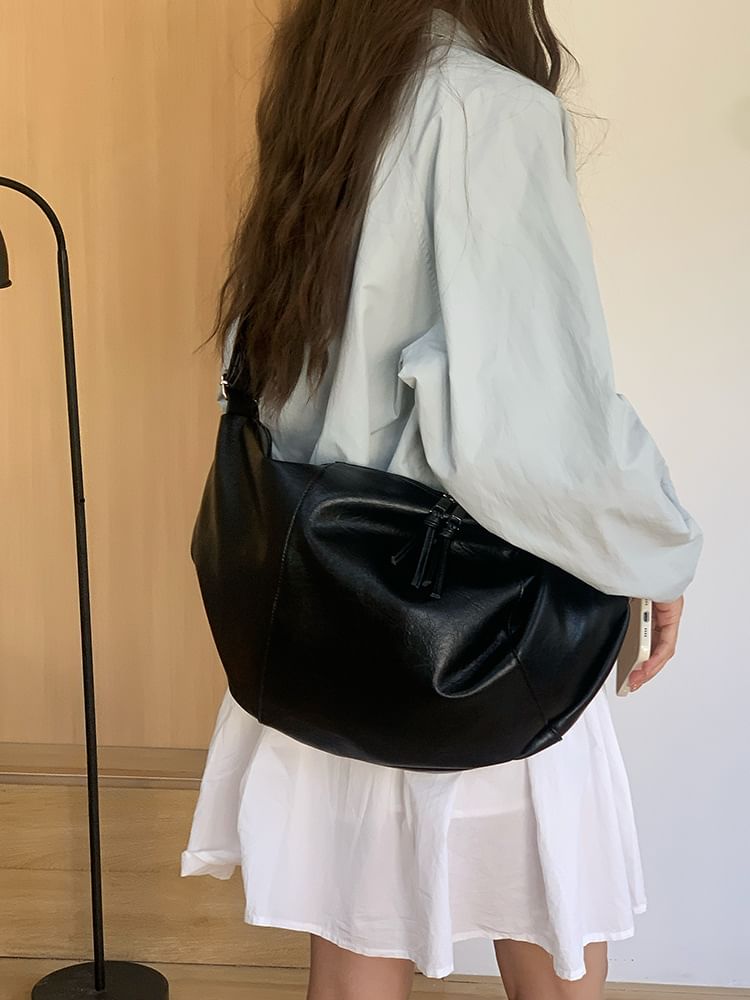 Faux Leather Slouchy Crossbody Bag