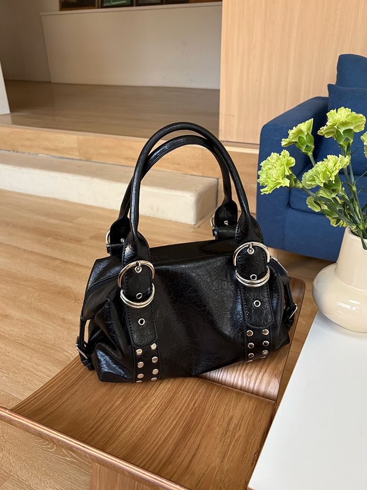 Studded Faux Leather Handbag