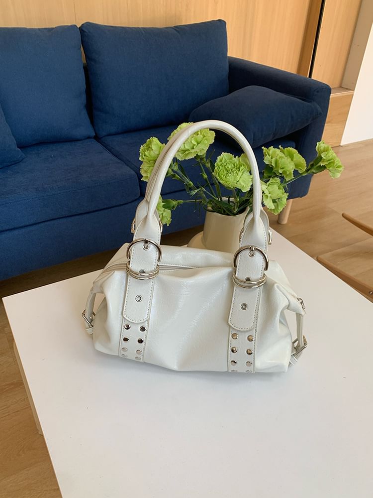 Studded Faux Leather Handbag