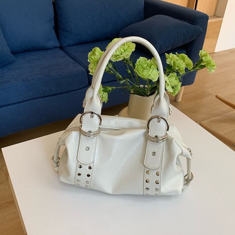 Studded Faux Leather Handbag
