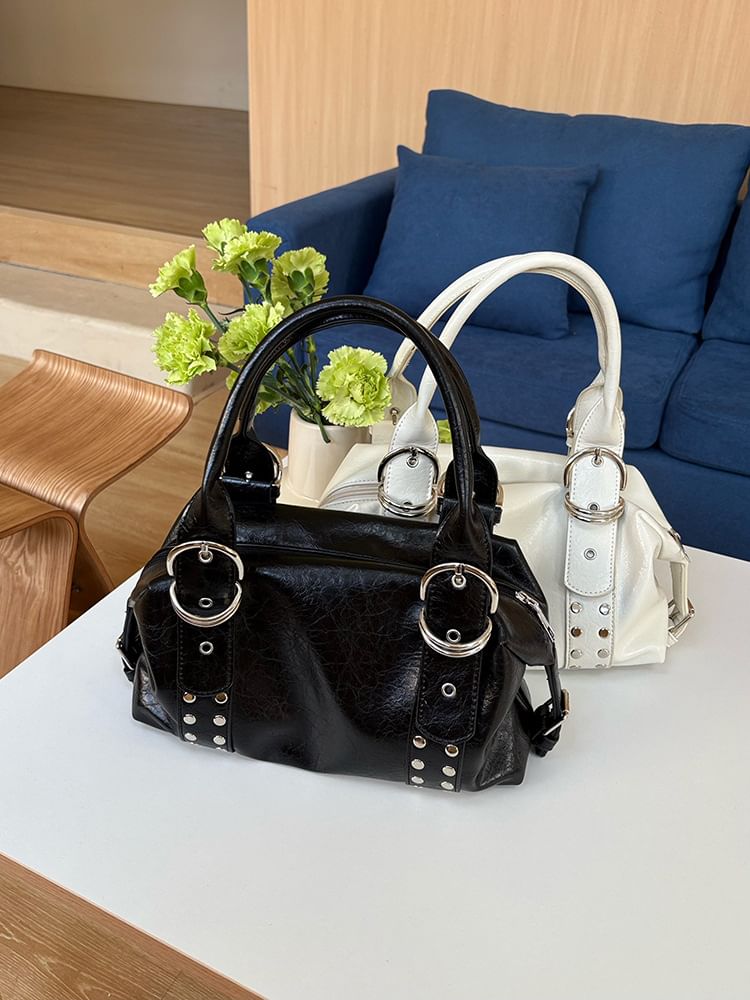 Studded Faux Leather Handbag