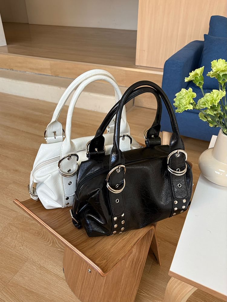 Studded Faux Leather Handbag