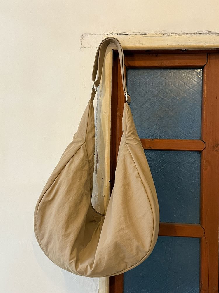 Plain Nylon Slouchy Shoulder Bag