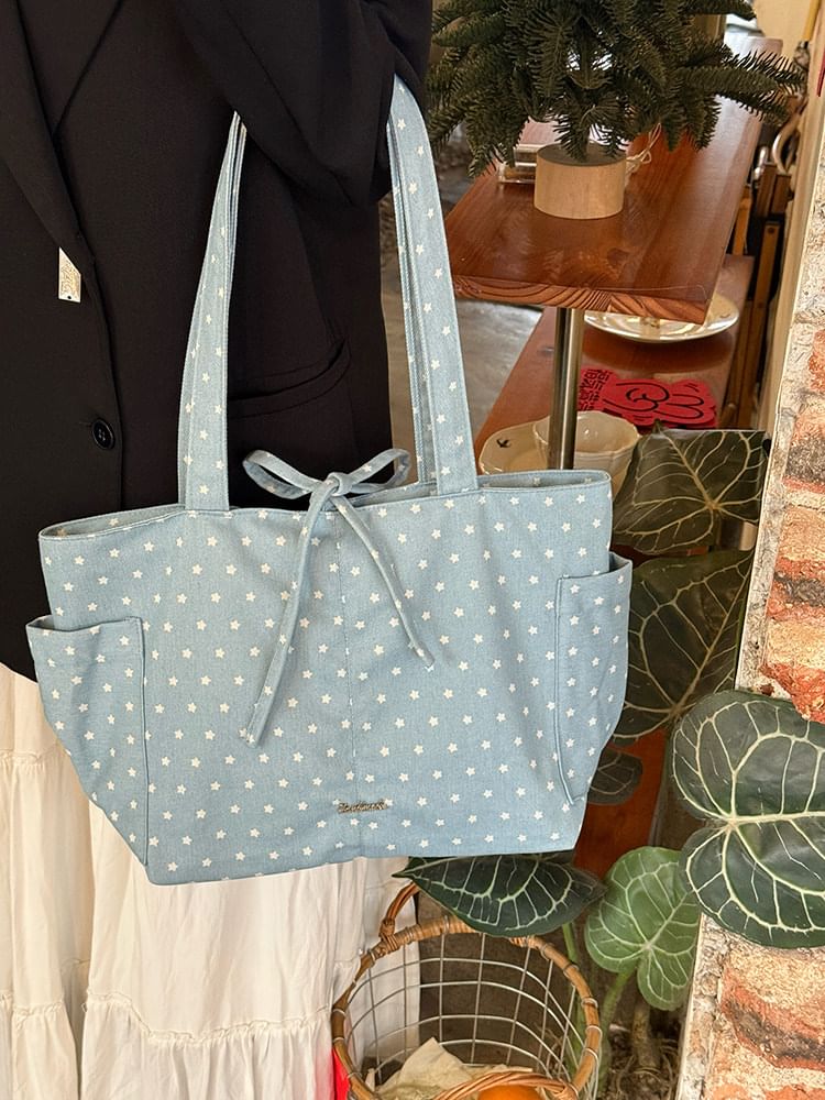 Polka Dot Canvas Tote Bag