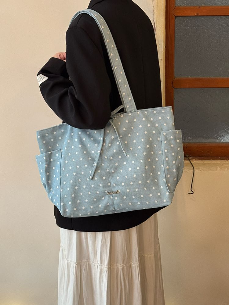 Polka Dot Canvas Tote Bag