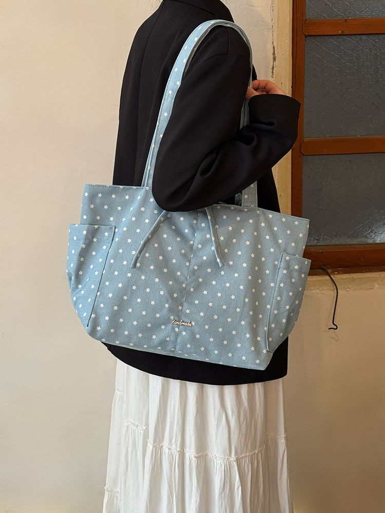 Polka Dot Canvas Tote Bag
