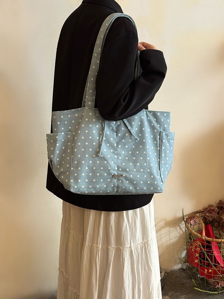 Polka Dot Canvas Tote Bag
